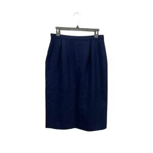 VTG Pendleton 100% Virgin Wool Dark Blue High Waist Midi Skirt Sz 10 Medium